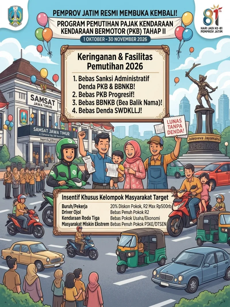 HOOREE!!!, Pemprov Jatim Kembali Gelar Program Pemutihan Pajak Kendaraan Bermotor