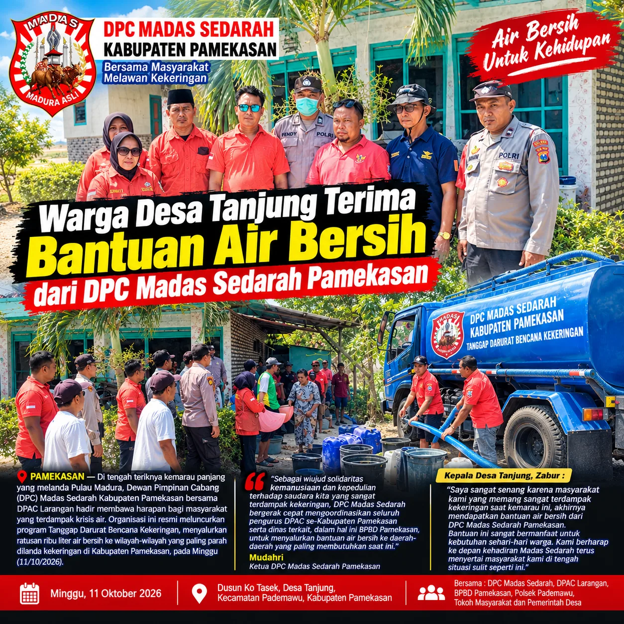 Setetes Air, Sejuta Harapan, Aksi Nyata DPC Madas Sedarah Menantang Kemarau Ekstrem Madura
