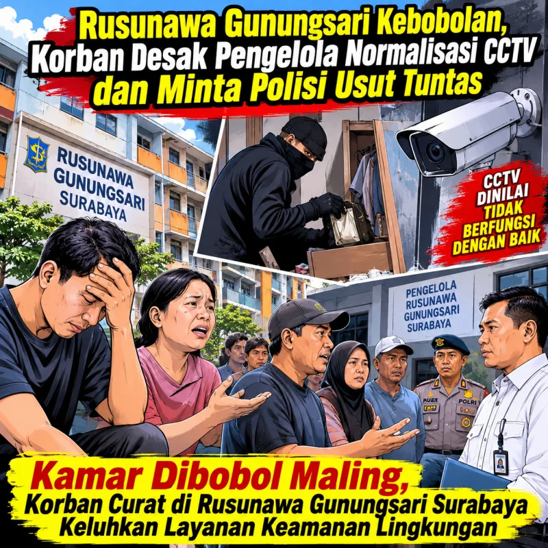 Kamar Dibobol Maling, Korban Curat di Rusunawa Gunungsari Surabaya Keluhkan Layanan Keamanan Lingkungan