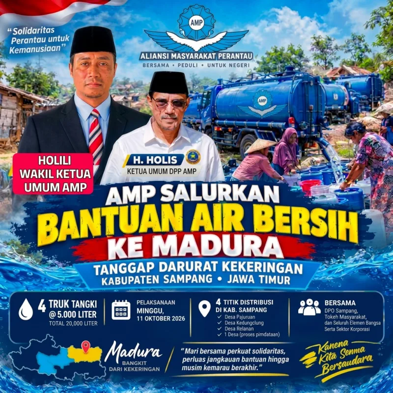 Aliansi Masyarakat Perantau Pasok Ratusan Ribu Liter Air Bersih ke Sampang Madura