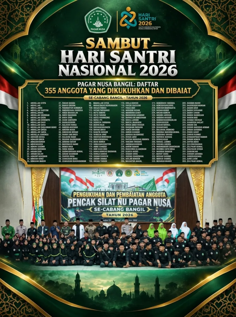 Sambut Hari Santri, 355 Pendekar Pagar Nusa Bangil Resmi Dikukuhkan dan Dibaiat