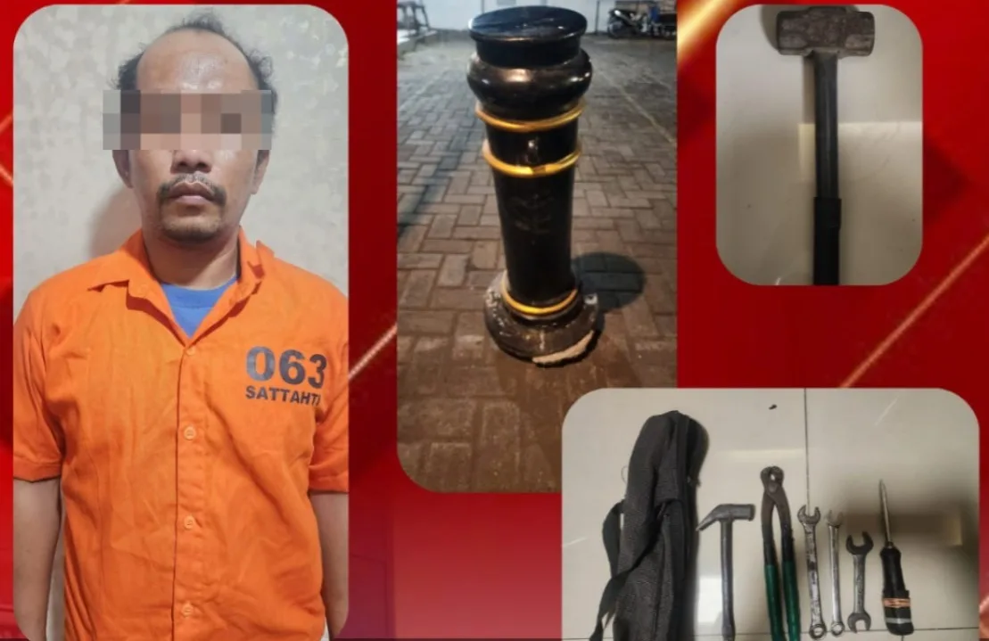 Polsek Pabean Cantikan Amankan DPO Pencuri 14 Bollard Di Kawasan Kembang Jepun