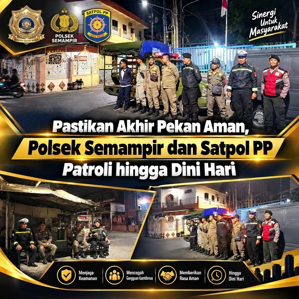 Ciptakan Rasa Aman, Tim Gabungan Polsek Semampir dan Satpol PP Sisir Titik Rawan Aksi Gangster dan Balap Liar