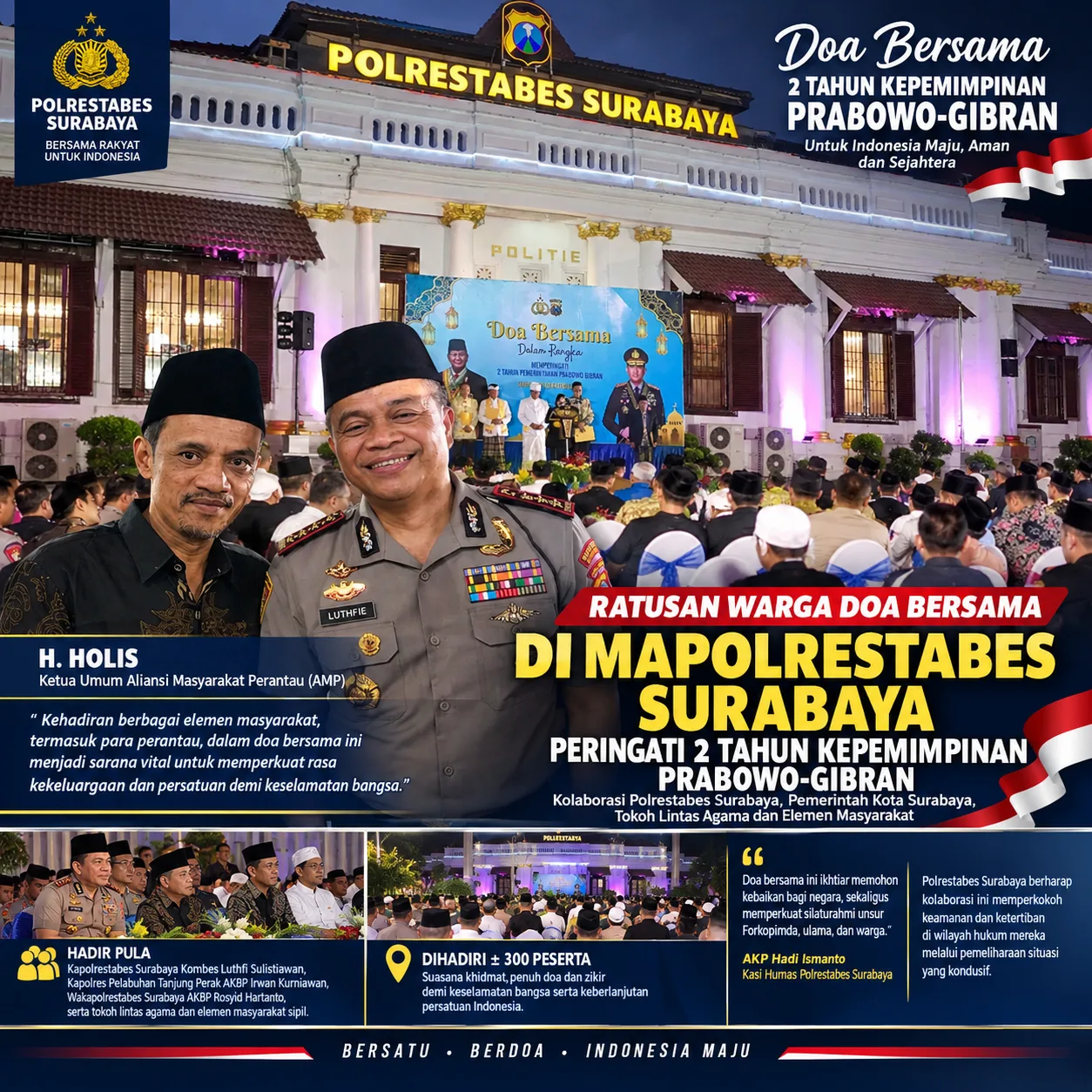 Suara Rantau untuk Nusantara, AMP Ikut Doa Bersama 2 Tahun Prabowo-Gibran di Polrestabes Surabaya
