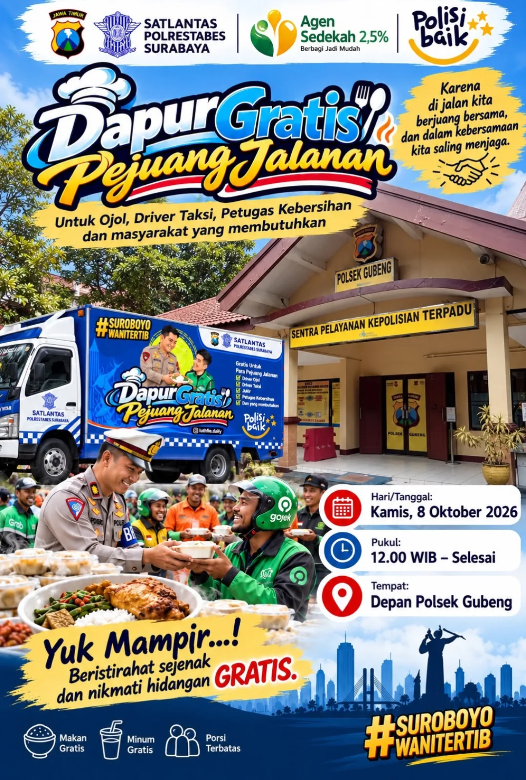 Hangat di Atas Aspal Gubeng, Ketika Kantor Polisi Menjelma Warung Makan